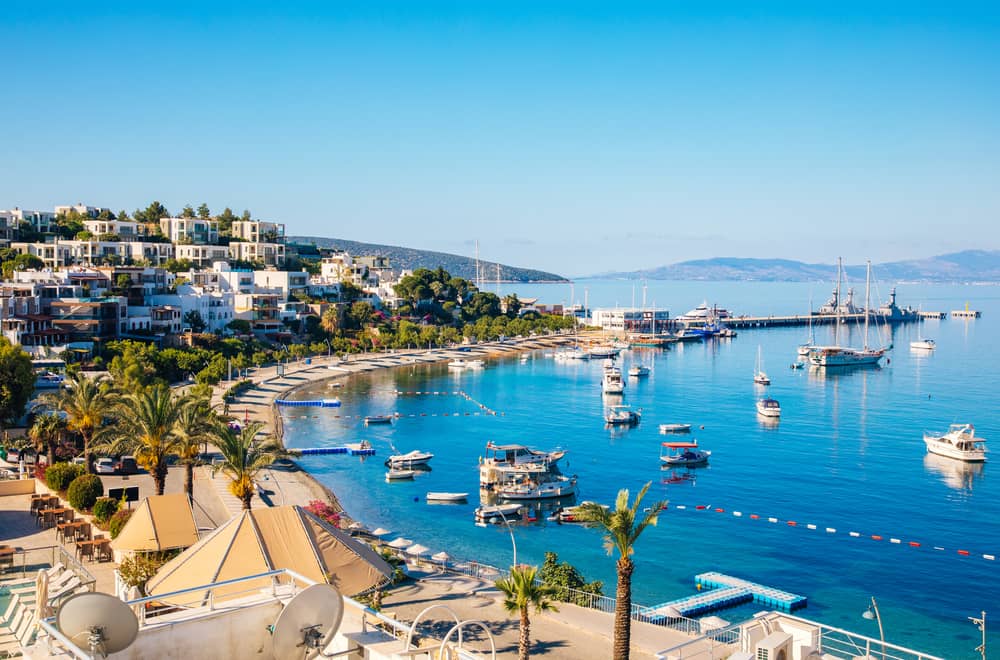 The beautiful view of Bodrum Beach in the city of Bodrum, Turkey