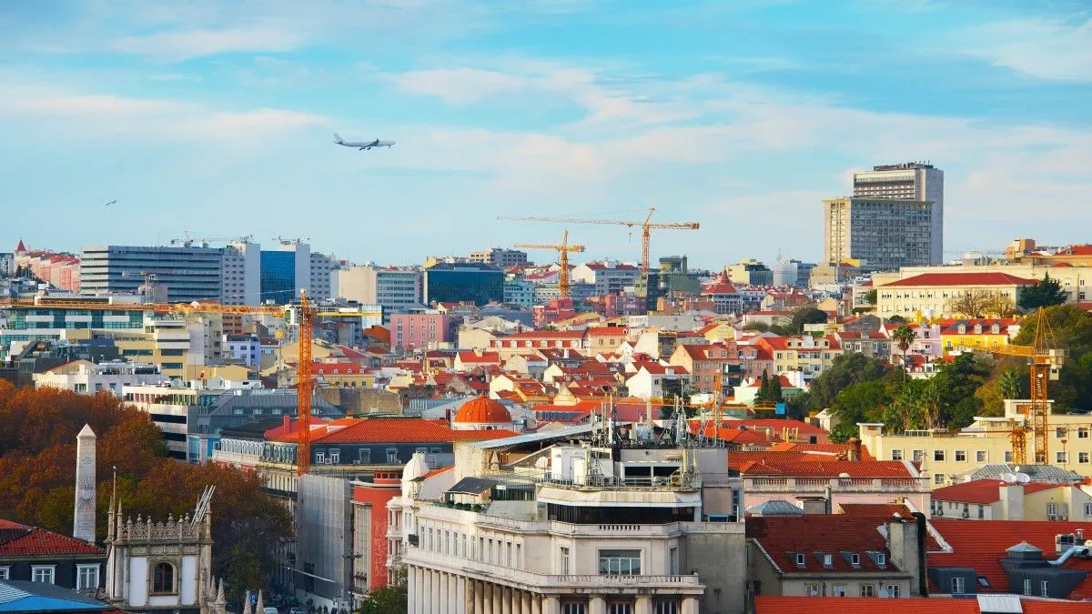 Lisbon city view with airplane 11zon 11zon